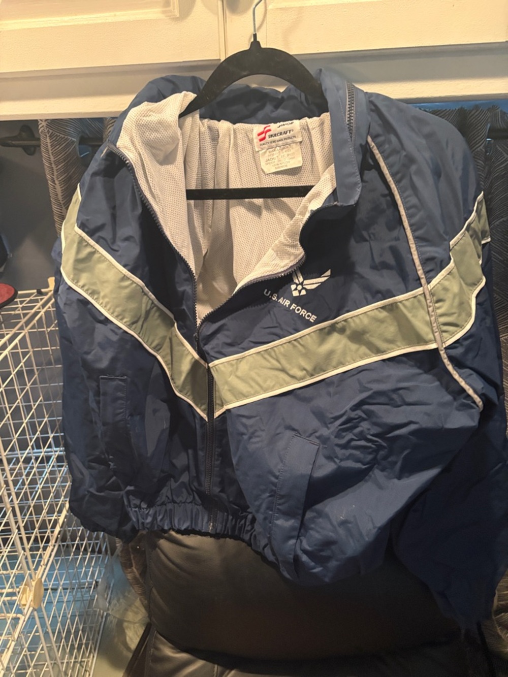 US Air Force Navy Blue & Light Gray Windbreaker Jacket